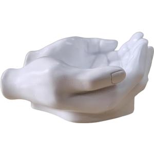 Wsmart Hand Key Holder Bowl Funny Entryway Key Tray for Desk & Home Decor, Cute Candy Dish for Office, Purse Bowl & Hand Statue Decor (Small White Resin)