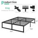 14 Inch King Bed Frame Sturdy Mattress Foundation, Heavy Duty Metal Platform with Steel Slats Support No Box Spring Needed, Noise Free, Easy Assembly, Black