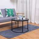 Ball & Cast Side End Table Round Accent Table with Faux Marble Top , 23.25" Dia, Black
