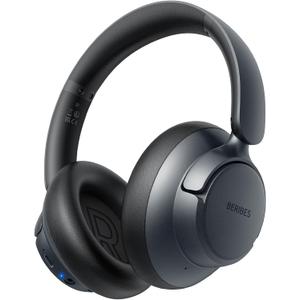 BERIBES Upgraded Hybrid Active Noise Cancelling Headphones with Transparent Modes,70H Playtime Bluetooth Headphones Wireless Bluetooth with Mic, Deep Bass,3.5MM Cable,Soft-Earpads,Fast Charging-Black