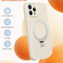 Liquid Silicone Case for iPhone 12 pro with Magnetic Ring Stand, Upgraded Camera Lens Protection, Mil-Grade Drop Shockproof, Anti-Scratch Microfiber Lining Silicone Case (Beige)