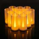 LANKER Flameless Candles, Battery Operated LED Pillar Candles, D1.5 x H3 inch, Flickering Warm White Long Flame-Effect Light, Romantic Electronic Fake Votive Candles, Set of 12 (Warm White)