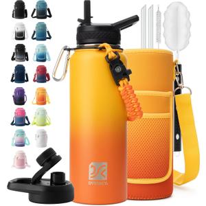DYSANKY 40 oz Insulated Water Bottle | Thickened Stainless Steel Vacuum Metal | Portable Sports Water Jug for Gym and Hiking with Straw, Carrier Bag, Handle Strap | BPA-Free 40 oz