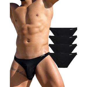 Avidlove Underwear Men's 4 Pack Classic Low Rise Stretchy Hip Briefs Bikini XXL (Black)