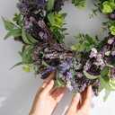 26 Inch Lavender Wreath for Front Door, Spring Summer Purple Flower Wreath with Eucalyptus Leaves for Indoor Outdoor Wall Window Wedding Festival Decor for All Seasons Purple&green
