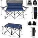 Camping Chair Set of 3, Outdoor Folding Camping Chairs for Heavy People with Cup Holder & Carry Bag,Collapsible Chair Include One Sofa Chair and Two Single Chair,Support up to 500lbs, Onesize