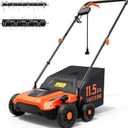 TIECTOWN 14-Inch 13.5 Amp 2-in-1 Electric Dethatcher and Scarifier with 11.5-Gallon Collection Bag, Lawn Dethatcher with 5-Position Depth Adjustment, Blade Replacement Without Tool - Orange