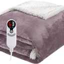 Electric Heated Blanket Throw Size 50"x60", Soft Flannel with Overheat Protection, 9 Adjustable Heat Settings & 10-Hour Auto-Off Timer, Fast Heating for Winter Comfort, Purple