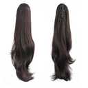 Ponytail Extension,24" Dark Brown Claw Clip Hair Extensions for Women Straight Hair Piece Synthetic Wavy Pony Tail Halloween Fluffy Daily Use