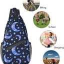 Blue Moon Sling Bag Crossbody Travel Hiking Chest Backpack Shoulder Daypack for Women Men