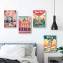 Reofrey Framed Paint by Numbers Kit for Adults & Beginner - 4Pcs 8x12Inch Canvas Architectural Landscape Paint by Numbers - Educational & Creative Art Set for Beginners - Perfect for Home Decoration