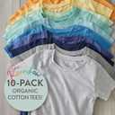 HonestBaby 10-Pack Short Sleeve T-Shirts Baby, Toddler, Little Kids, Boys, Girls, Unisex, Rainbow Boy, 3T