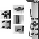 Shower Panel Adjustable Rainfall Head, Shower Head Sprayers
Black, Stainless Steel and Glass, Multifunction Shower Panels Tower System, Handheld Shower 2-Setting Body Jets, Tub Spout