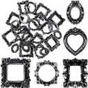 Vicenpal 25 Pcs Vintage Mini Picture Frames Baroque Antique Small Resin Jewelry Display Table Frame for Christmas DIY Photo Holiday Party Decoration (Vintage Sliver)