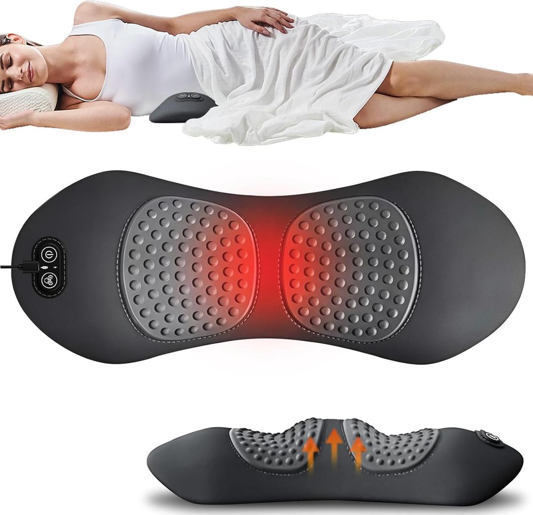 Electric Back Massager Pillow with Heat & Adjustable Lumbar Support  USB Powered Ergonomic Wedge Cushion for Chair, Bed & Couch Comfort