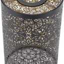 Medium Lamp Shade,Metal Lampshade with Flower Carved Pattern,Modern Style Lampshade for Table Lamp and Floor Light,20 x 12 x 12cm