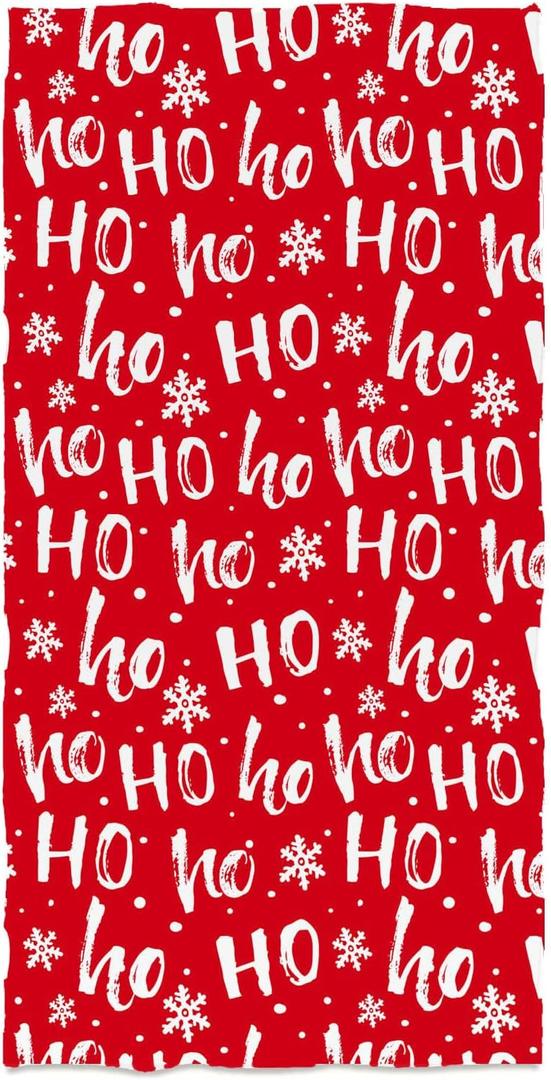 Christmas Style White HOHO Hand Towels 13.6 * 29 Winter Snowflakes Bath Towels Red Background Kitchen Dish Towels for Household Daily Use | Home Decoration | Carry-On Hotel Gym Spa