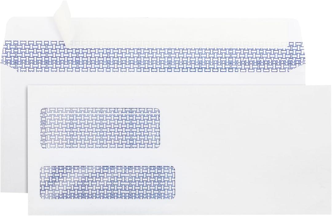 #9 Double Window Security Envelopes, HERKKA No.9 Double Window Business Envelopes Designed for Quickbooks Invoices and Business Statements - Number 9 Size 3 7/8 Inch X 8 7/8 Inch - 24 LB - 500 Pack (Self Seal-Blue)