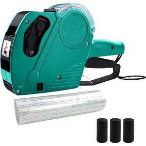 MX-5500 Commercial-Grade 8-Digit Labeling Kit | Price Tag Gun with 5000 White Stickers + 3 Extra Ink Cartridges | Heavy-Duty Numerical Pricing Tool for Retail Stores, Grocery & Office Use (Green)