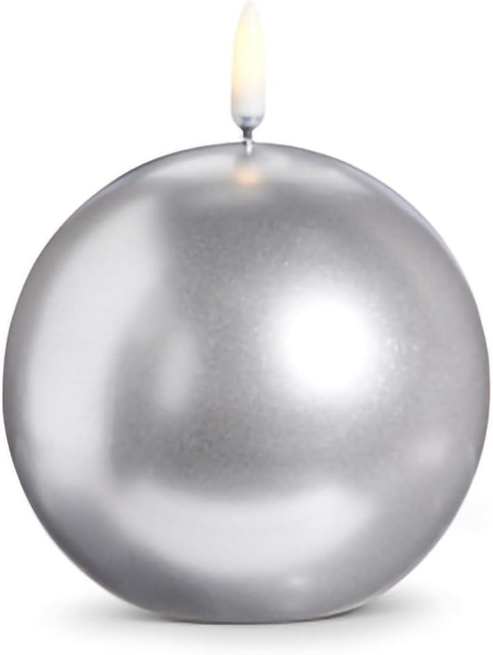 Raz 4"" x 4"" Uyuni Silver Round Candle