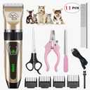 MHKJP Pet Hair Trimmer: Cordless Dog Grooming Kit for Thick Coats, 2-Speed Electric Cat Shaver, Rechargeable Clippers with Low Noise Design - Gold
