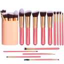 BS-MALL New 14 Pcs Makeup Brushes Premium Synthetic Kabuki Makeup Brush Set Cosmetics Foundation Blending Blush Eyeliner Face Powder Brush Makeup Brush Kit(golden Pink) (E-GoldenPink)