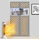 MAGZO Magnetic Thermal Insulated Door Curtain with Perspective Window, 48" x 80", Made of Oxford&Cotton, Weatherproofing Insulation Cover Blanket for Winter/Standard Entry Doors, Keep Cold Out, Grey (Gray)