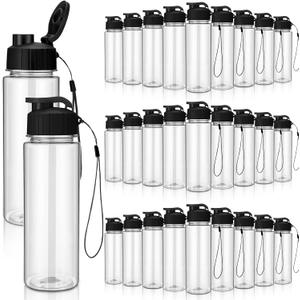 Mifoci 72 Pcs Plastic Water Bottles Bulk 17 oz, Clear,Black