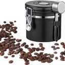 Airtight Coffee Canister With Date Tracker Lid Made From Stainless Steel 1250ml Coffee Storage Container Includes A Measuring Scoop Ideal For Keeping Your Ingredients Fresh (Black, 42fl oz)