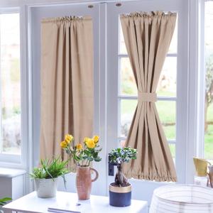 PATIKIL Short Tier Curtains, 19" x "42 Small Window Curtain, Waterproof Privacy Blackout Drapes for Bathroom Home Decor, 2 Panels, Brown
