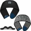 2PCS Adjustable Bluetooth Headband Headphones, Sleeping Headphones with Thin Speakers Mic for Men/Women, Yoga, Running, Workout, Travel, Meditation (Grey&Black)