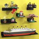 BlissBox 12-Pack Floating Shelves for Wall Compatible with Lego Building Bricks, 5x5.5inch DualSided 16x17 Studs for Toy Brick Storage and Display, ABS Display Shelves for Room Decor, Black