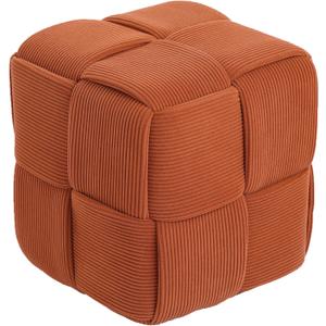 Ottoman Foot Rest Soft and Comfortable Ottoman Square Corduroy Woven Design Sofa Stool (Orange)