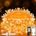 suddus Orange String Lights Outdoor with Remote, 33ft 100 LED Connectable Waterproof Halloween Lights Plug in, Dimmable Clear Wire Fairy Lights for Fall,Thanksgiving, Party, Tree, Garden, Porch Decor