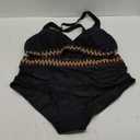 Yonique womens Bikini (22 Plus, Colorblock Black)