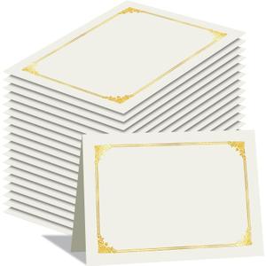 HAUTOCO 50 Packs Certificate Holders, Cream Color Diploma Folders Certificate Covers with Gold Foil Border for Letter Size 8.5x11 Cardstock, Award, Document, Graduation