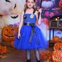 Girls Halloween Costume Rabbit Police Tutu Dress with Headband Police Officer Cosplay Costume Birthday Party Outfits (4-5 Years, Blue)