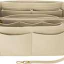 OPPOSHE Purse Organizer Insert for Handbags, Softened Felt Bag Insert Organizer for Tote, Compatible with LV, Coach, MK, Kate Spade, Goyard, Longchamp (Beige, Medium)