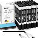 SFAIH Dry Erase Markers Chisel Tip with Magnetic Whiteboard Eraser, 48 Bulk Pack Black White Board Markers for Teachers, Versatile Lines, 1s Quickly Dry, Essential Supplies for Office Teacher