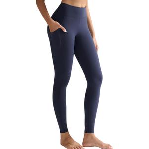 RUNNING GIRL Leggings with Pockets for Women,High Waist Athletic Yoga Pants with Tummy Control Buttery Soft (Blue, S)