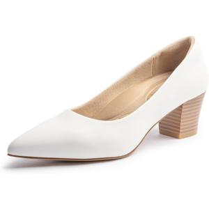 Heels for Women with Arch Support, Low Chunky Block Closed Toe Heels,Comfortable Pointed Toe Dress Office Slip on Pumps Shoes (9.5)