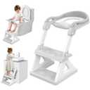 2 In 1 Potty Training Toilet Seat & Toddler Step Stool, Bottom Triangle Stability Toddler Toilet Seat, Adjustable Step & Seat Height Potty Seats for Toddlers Boys Girls (Grey) (Gray)