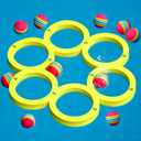 Hiboom Pool Game with Score, Combo Foam Pool Floats with 10 Colorful Tossing Balls, Toss Game Swimming Party Toys Accessories for Family Par, Dive Rings(Round,Yellow)