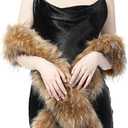 Geyoga Faux Fur Shawl for Women Fluffy Collar Scarf Wrap Winter Warm Shrug for Bridal Bridesmaid 1920s Valentines Party 