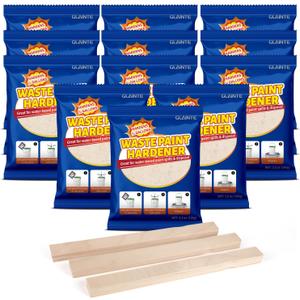 GLAINTE Waste Away Paint Hardener 12 Packs, 3.5oz - Fast Acting Solid Hardener - Drying Powder for Water-based Paint with 15 Pcs Wooden Stir Sticks