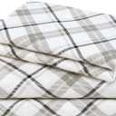 Comfort Spaces Cotton Flannel Sheets King Size, Ultra Soft Flannel Sheet Set with 14" Elastic Pocket , Plaid Print Warm Flannel Bedding, Grey Plaid 4 Piece