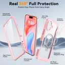 Oterkin Magnetic for iPhone 16 Plus Case Compatible with MagSafe [Foldable Stand][HD Camera Lens Protector][Built-in Touch Sensitive Glass Screen Protector] 15FT Military Full Body Rugged Case (Pink)