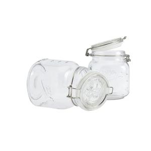 Mason Craft & More Airtight Kitchen Food Storage Clear Glass Clamp Jars, 2 Pack 1 Liter