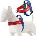 No Escape Dog Harness Medium Sized Dog, Neck Training No Pull Adjustable Lightweight Nylon Dog Harness for Medium Bulldog, Reflective Soft Vest with Traffic Handle, Red/Blue, L