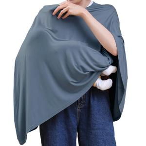 Nursing Cover for Breastfeeding, 360Full Coverage Nursing Poncho, Rayon Soft & Breathable Breastfeeding Cover up (Smooth Rayon, Blue)